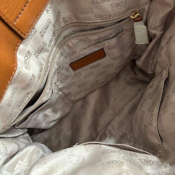 Michael Kors Hamilton Large Logo MK Signature Brown Gold Lock Bag Handbag - Picture 7 of 11